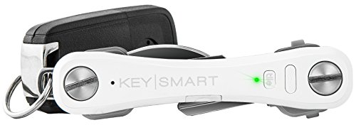 KeySmart Pro | Compact Key Holder with LED Light and Tile Smart Technology to Track your Lost Keys and Phone with GPS (2-10 Keys, White)
