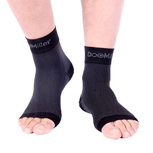 Doc Miller Plantar Fasciitis Compression Ankle Sleeve Anklet Socks for Aching Foot Heel Pain Relief Spurs Achilles Tendonitis Arch Support Eases Swelling Nerve Damage Medical Grade (Black, XX-Large)