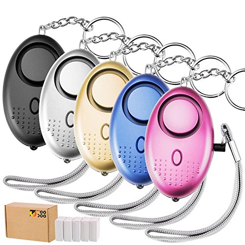 TOODOO 5 Pack 130 db Safesound Personal Security Alarm Keychain, Safety Emergency for Women, Kids, Girls, Self Defense Electronic Device as Bag Decoration (Multi-color)