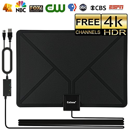 Skywire TV Antenna HD Digital, Indoor HDTV Digital Antenna Amplified 60-80 Mile Range Support 4K 1080P, with Advanced Amplifier Signal Booster and 16ft Coax Cable (black)